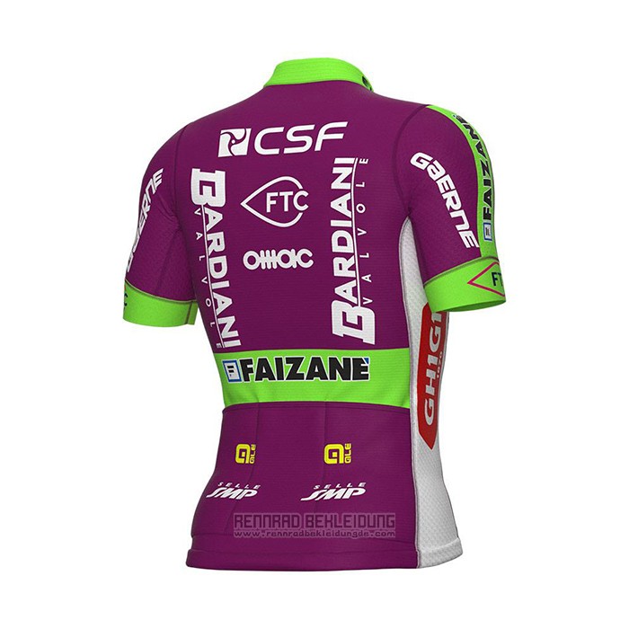 2022 Fahrradbekleidung Bardiani Csf Volett Grun Trikot Kurzarm und Tragerhose